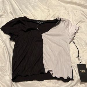 Black and white YMI top